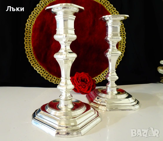 Посребрен свещник BMF,W.Germany,Art Deco. , снимка 2 - Антикварни и старинни предмети - 54962597
