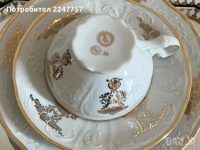 Троен сет порцелан с позлата, снимка 5 - Чаши - 55569923
