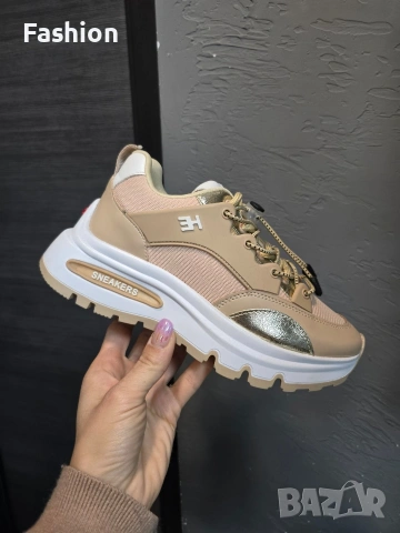 Нови жестоки дамски сникърси / маратонки в бежов и сив цвят на намаление.