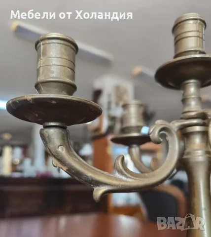 Двойка бронзови свещници, снимка 6 - Други ценни предмети - 55482142
