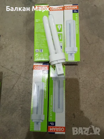 Лот 6 бр. Компактни луминесцентни крушки OSRAM DULUX D 13W (900 lm) – Внос от Германия, снимка 2 - Крушки - 55431204
