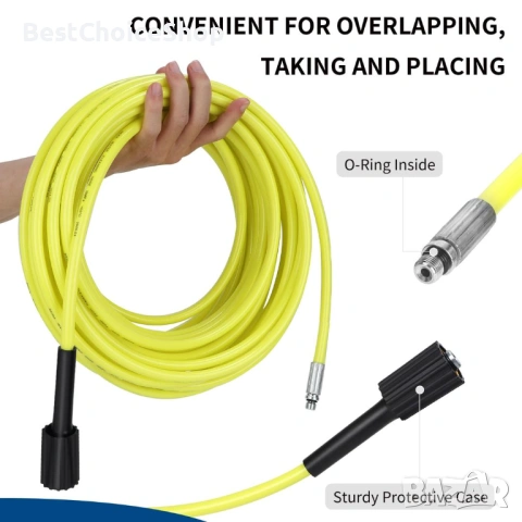 10М Високоналягане маркуч 180 бара за почистване на канали с Ригидни + Въртящи дюзи, снимка 7 - Други инструменти - 54179779