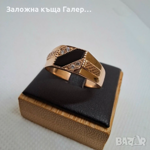 Мъжки златен пръстен с фианити, 4,20г – мощен и стилен, снимка 7 - Пръстени - 54216591