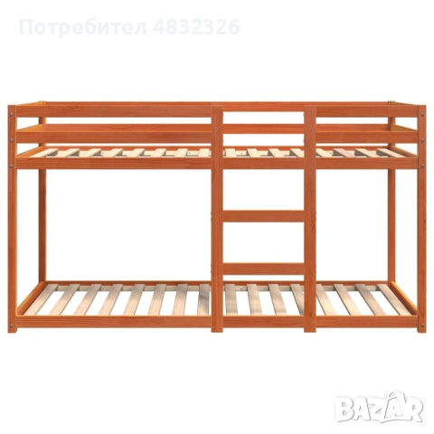 Предлагам двуетажно легло 75x190 см, дърво масив, снимка 3 - Спални и легла - 54604429
