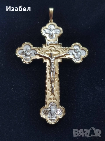 Кръст жълто и бяло злато 14к, снимка 6 - Колиета, медальони, синджири - 54229710