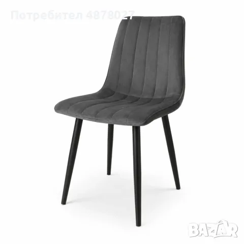 Кадифени трапезни столове с метални крака, до 120 кг, снимка 2 - Столове - 55328935