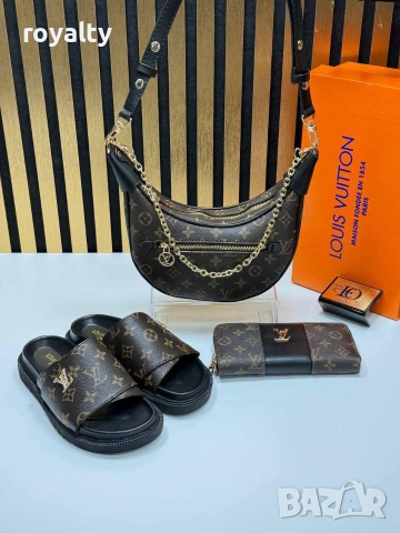 Louis Vuitton Нов Дамски Комплект Чехли и Чанта Луи Витон Различни Модели , снимка 2 - Чехли - 55030904