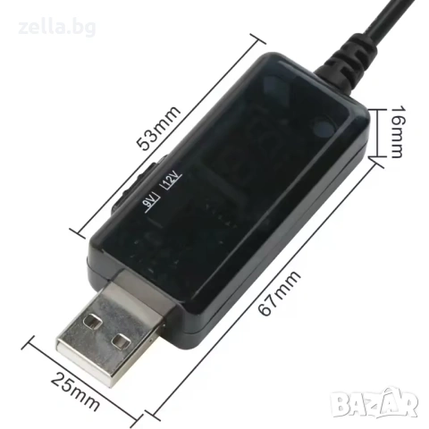 USB 5V към 9V/12V Step-Up конвертор с LED дисплей – UPS за рутер, Powerbank, автомобил, DIY 10245, снимка 4 - Друга електроника - 54661780