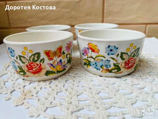 AYNSLEY красиви керамични купички от Англия с декор цветя и пеперуди