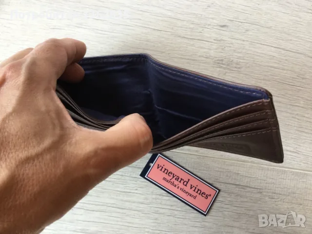 НОВ 100 % оригинален мъжки портфейл / портмоне от текстил и кожа на VINEYARD VINES от САЩ, снимка 5 - Портфейли, портмонета - 51985968