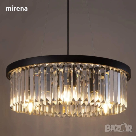 Кристален полилей 9 лампи, модерен висящ винтидж таванно осветително тяло н.250