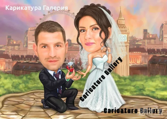 Дигитални Карикатури Портрет Ръчна Рисувана Карикатура Подарък Рожден ден Юбилей Двойка Картини , снимка 3 - Подаръци за сватба - 55639564