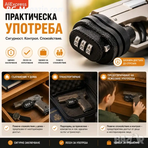 Заключващ механизъм за оръжие с код за пистолет ловна пушка въздушна еърсофт помпа със съчми лов, снимка 4 - Оборудване и аксесоари за оръжия - 51091374