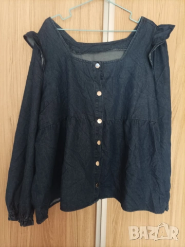 Макси дънкова блуза , снимка 4 - Блузи с дълъг ръкав и пуловери - 53955582