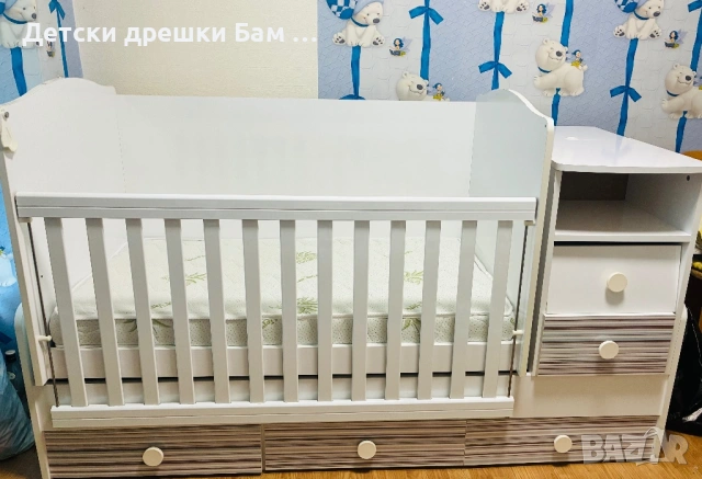 Трансформираща се бебешка кошара Dizain Baby с матрак Aloe Vera, снимка 4 - Бебешки легла и матраци - 54792019
