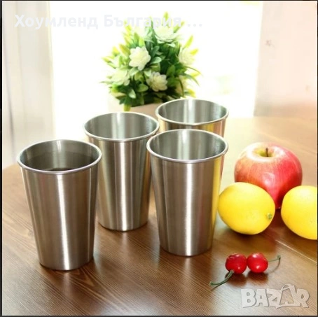 4бр Стоманени метални чаши в калъф, снимка 3 - Чаши - 54343627
