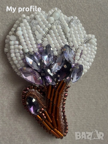 Царствена уникална Handmade брошка - Магнолия , снимка 8 - Колиета, медальони, синджири - 54223331