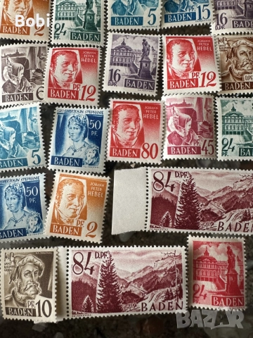 Немски колекционерски лот пощенски марки Baden-Wuertemberg 1947-48г, снимка 12 - Филателия - 55526316