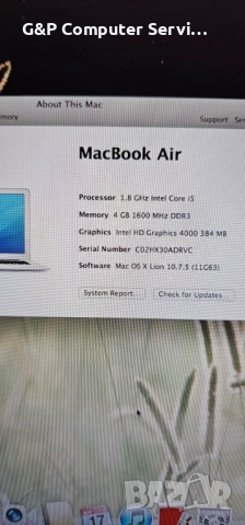MacBook Air РАБОТЕЩ, за ремонт или за части !!!, снимка 2 - Лаптопи за дома - 54941098