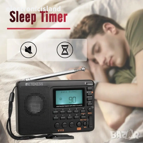 Портативно радио Retekess V115 AM/FM транзистор, MP3 и TF карта, снимка 13 - Радиокасетофони, транзистори - 54555548