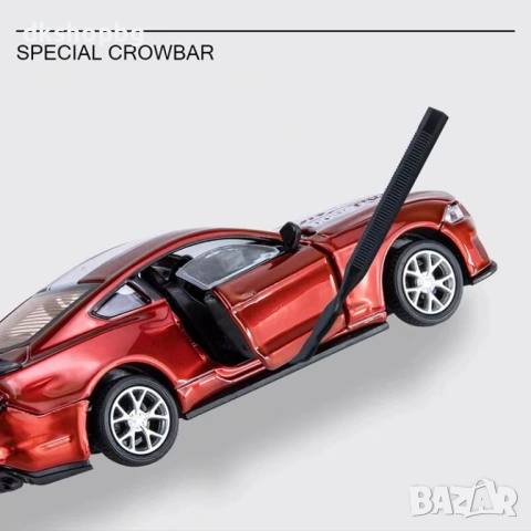 4744 Метален Ford Mustang GT 1:24 (Червен) – Модел с допълнителни части за модификация, снимка 4 - Коли, камиони, мотори, писти - 54527238