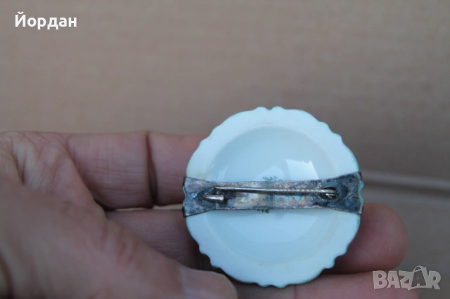 Немска порцеланова брошка ''Rosenthal'' със сребърна игла, снимка 5 - Антикварни и старинни предмети - 54044112