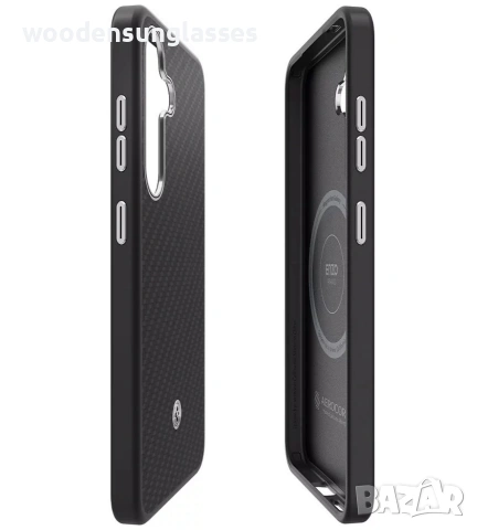 Кевларен карбон калъф кейс Spigen Enzo Aramid MagSafe Black Silver Case за Samsung Galaxy S25+, снимка 11 - Калъфи, кейсове - 55184803