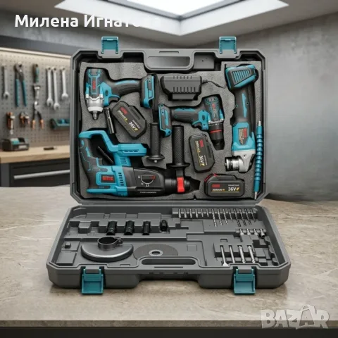 Комплект акумулаторни инструменти BOXER BX-187 – 4в1 + 3x5Ah батерии  , снимка 5 - Куфари с инструменти - 55451236