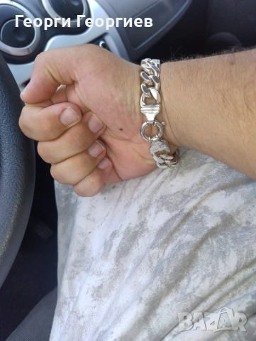 Сребърен панцер гривна, снимка 2 - Гривни - 55203074