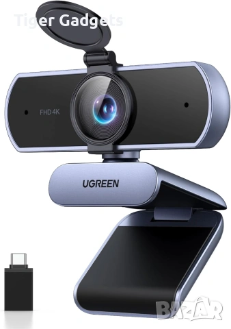 UGREEN 4K Ultra HD Уеб камера с автофокус и микрофон – 4K@30FPS, USB-A и USB-C