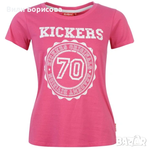 Бяла дамска тениска kickers със свеж принт и капси Ори, снимка 2 - Тениски - 54485868