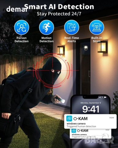 Sehawei 2K 3MP Вътрешна охранителна камера през прозореца, двубандов 2.4/5GHz WiFi, снимка 5 - IP камери - 54449700
