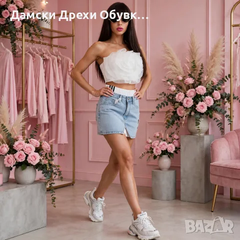 Дамска къса дънкова пола атрактивен модел , снимка 8 - Поли - 50073704