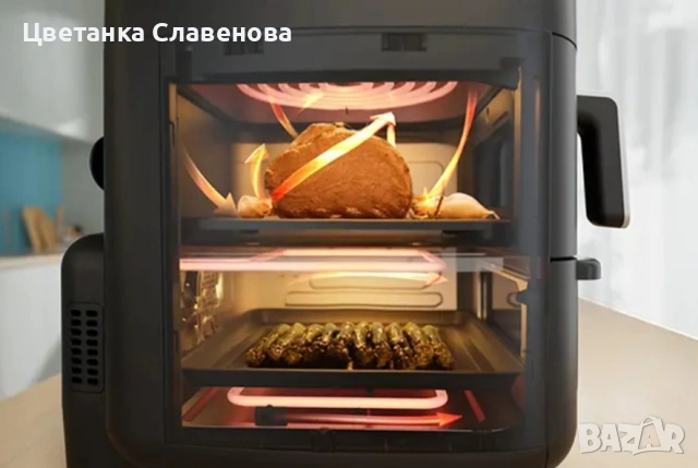 Еърфрайър /Фритюрник с горещ въздух 11 л,1850 W ,двузонов дизайн,функция IOT, снимка 9 - Фритюрници - 50730891