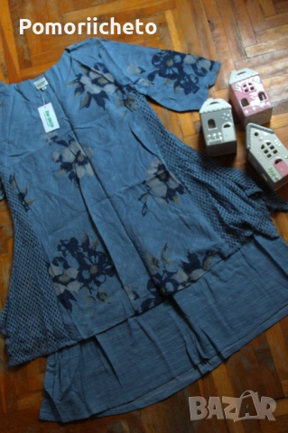 Нова памучна рокля в синьо с етикет на немска марка DW
