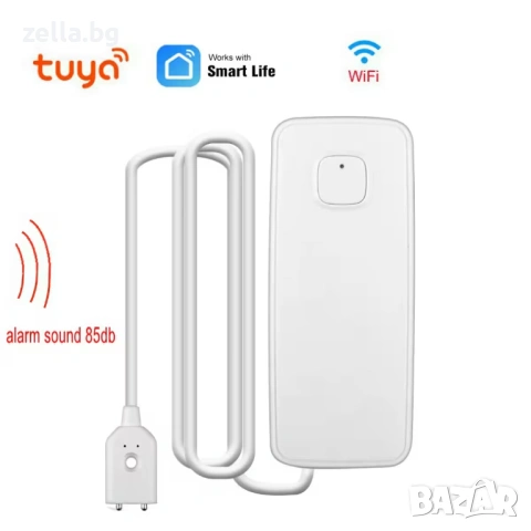 WiFi сензор за наводнение Tuya Smart Life, звукова аларма и Push известия, за баня и кухня 10319, снимка 7 - Друга електроника - 54663537