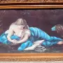Масивна ретро рамка от дърво + соц принт (орнаментирана, златист блясък) – 84х43 см, снимка 2