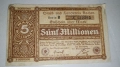 Нотгелд Германия 5 000 000 Марки 1923 година. , снимка 1