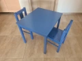 комплект детска масичка и 2 столчета сини IKEA Kritter, снимка 1