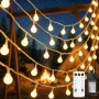 Гирлянд 25 m. 200 LED топчета 8 режима паметна функция - водоусточив с щепсел – Топла бяла, снимка 1