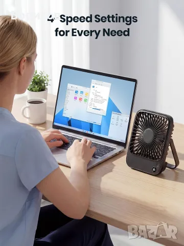 Комплект от 2 броя преносими настолни вентилатори TOPK (TOPK 2-Pack Portable Desk Fan), снимка 7 - Вентилатори - 55643957