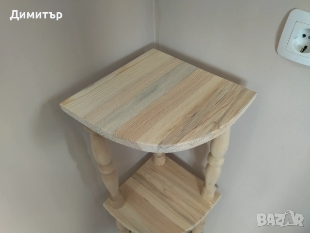Ръчно изработена ъглова етажерка ( НАТУРАЛНА ) !!, снимка 3 - Етажерки - 55068990