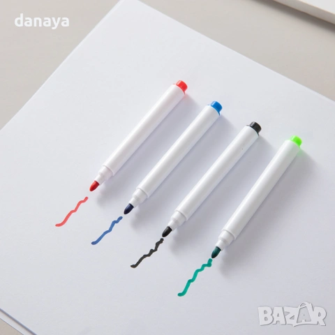 6529 Комплект маркери за бяла дъска с гъбичка, 4 броя, снимка 3 - Ученически пособия, канцеларски материали - 54022994