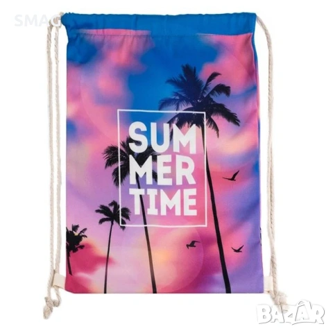 Дамска раница мешка розов Tie Dye с палми Summer 33x44cm_1250435, снимка 2 - Раници - 54762147