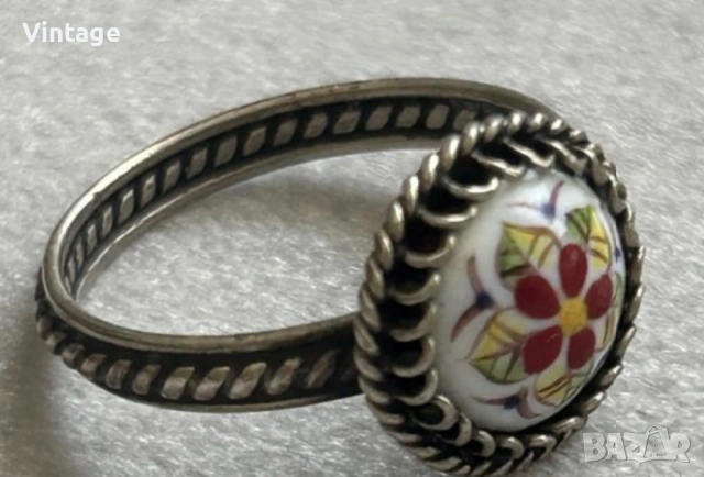 Съветски винтидж ръчно рисуван пръстен , снимка 4 - Пръстени - 53981304