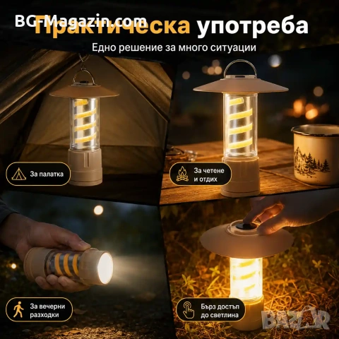 Мощна акумулаторна къмпинг LED лампа преносимо осветление лед фенер риболов туризъм палатка аварии, снимка 2 - Къмпинг осветление - 51178755