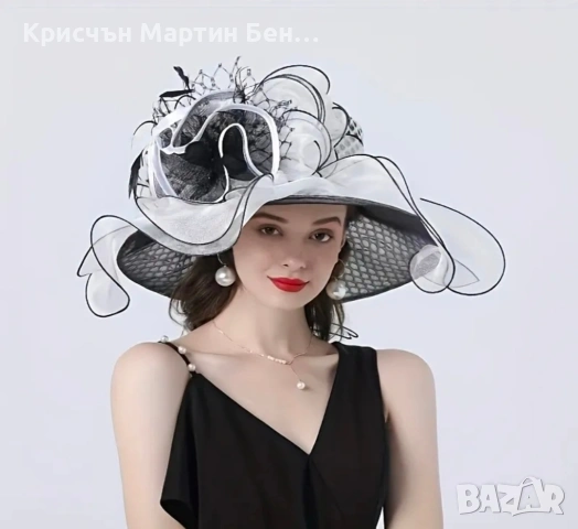 Дамска Шапка ярък дантелен плат Органза , снимка 3 - Други - 54440169