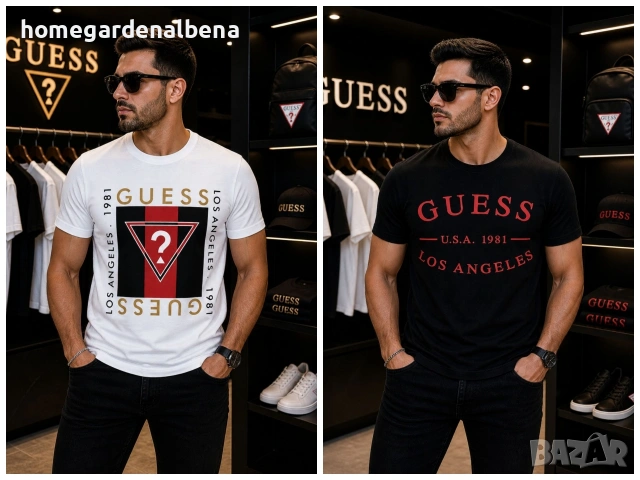 Guess мъжки тениски бяла черна Los Angeles 1981 размер S M XL XXL premium quality