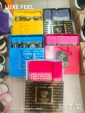 Lacoste ⚜️ Gucci ⚜️Hermes ⚜️ Tommy Hilfiger ⚜️2бр Хавлии в Кутия 