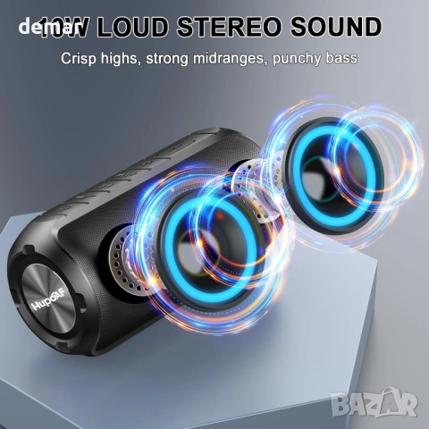 Hupoaf Bluetooth високоговорител, 3D-стерео бас, цветни RGB светлини, IPX7, снимка 2 - Bluetooth тонколони - 54217113